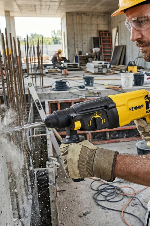 Rtrmax RTM226 800W 3j Elektropnömatik SDS Plus Elekrikli Kırıcı Delici Matkap