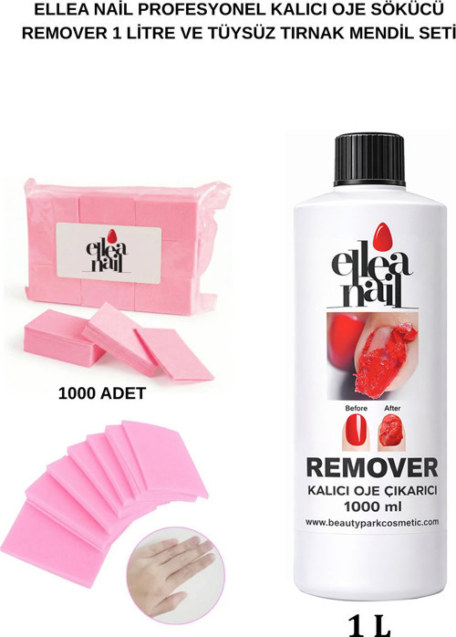 Profesyonel Kalıcı Oje Çıkarıcı Remover 1 L ve Tırnak Temizleyici Cleanser Mandal Seti