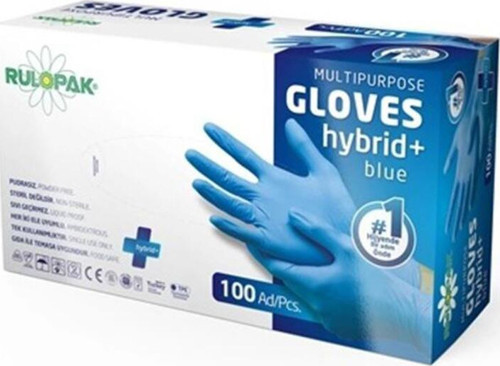Pe Eldiven Tek Kullanımlık Pudrasız 100 Lü L Beden (MAVİ)