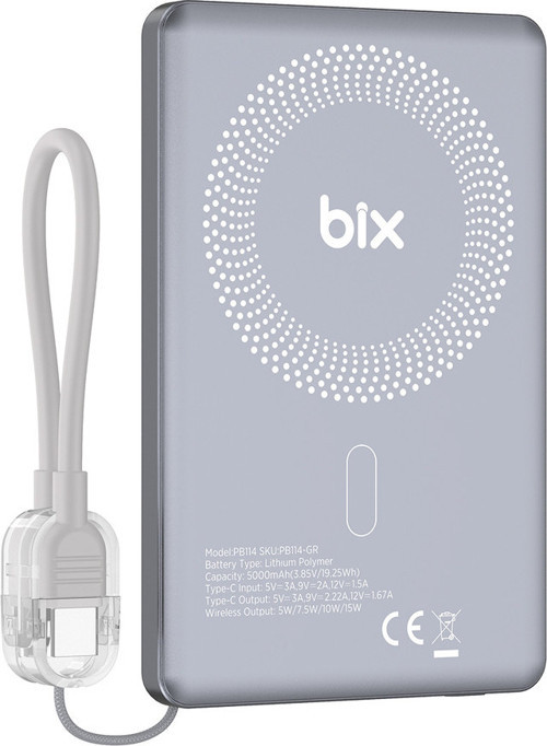 PB114 5000mAh 20W Dahili Type-C Kablolu 15W Manyetik Kablosuz Şarj Özellikli Portatif Powerbank