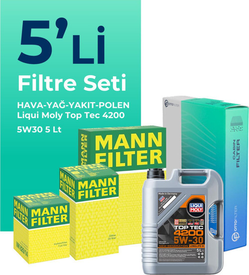 MANN Lancia Delta 1.6 Dizel Filtre Bakım Seti Liqui Moly Motor Yağlı (2008-2014) 5 Li
