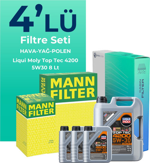MANN Mercedes CLS300 Dizel Filtre Bakım Seti Liqui Moly Motor Yağlı (2018-2023) 4 Lü