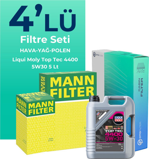 MANN Renault Grand Scenic 1.5 Dizel Filtre Bakım Seti Liqui Moly Motor Yağlı (2009-2016) 4 Lü