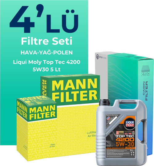 MANN Mercedes A160 Benzin Filtre Bakım Seti Liqui Moly Motor Yağlı (2004-2010) 4 Lü
