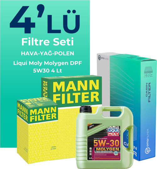 MANN Chevrolet Lacetti 1.4 Filtre Bakım Seti Liqui Moly Motor Yağlı (2005-2014) 4 Lü