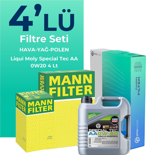 MANN Opel Corsa 1.0 Filtre Bakım Seti Liqui Moly Motor Yağlı (2014-2019) 4 Lü