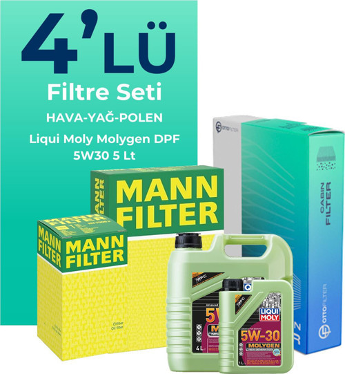 MANN Citroen DS3 1.6 VTI Benzinli Filtre Bakım Seti Liqui Moly Motor Yağlı (2009-2016) 4 Lü