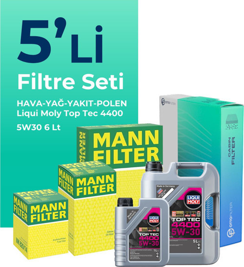 Mann Dacia Sandero 1.5 BlueDci Dizel Filtre Bakım Seti Liqui Moly Motor Yağlı (2018-2021) 5 Li