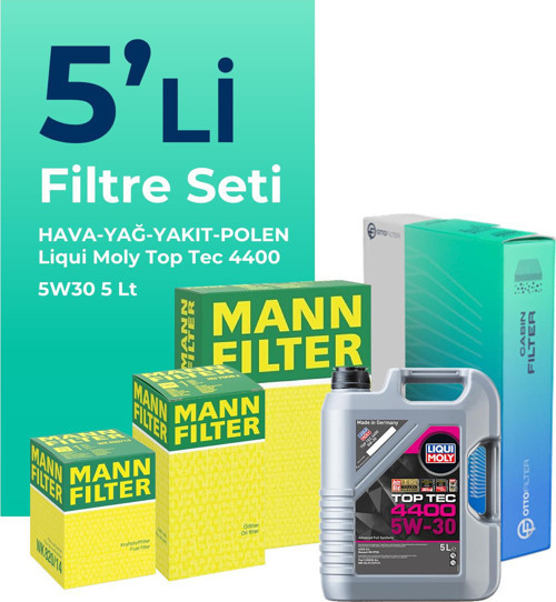 MANN Renault Clio 1.5 Dizel Filtre Bakım Seti Liqui Moly Motor Yağlı (2005-2012) 5 Li