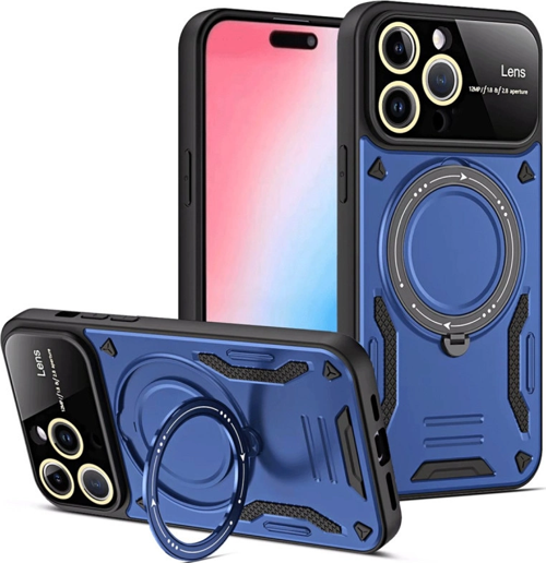 iPhone 16 Pro Kılıf Joy Lens Standlı Kapak - Lacivert