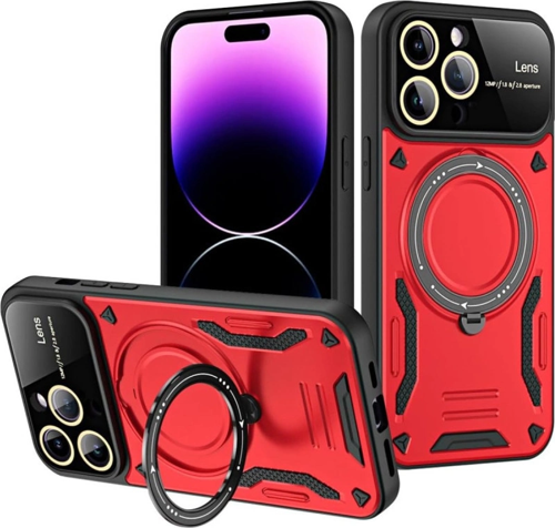 iPhone 16 Pro Kılıf Joy Lens Standlı Kapak - Kırmızı