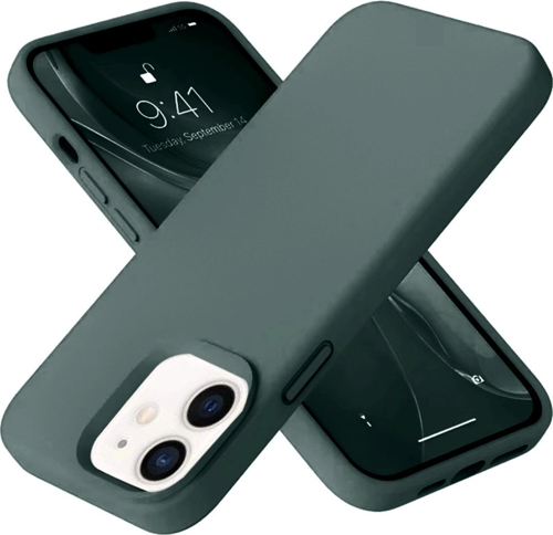 iPhone 12 Kılıf Nano İçi Kadife Silikon - Koyu Yeşil