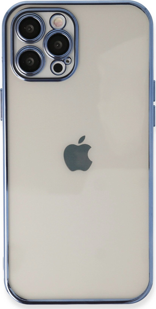 iPhone 12 Pro Max Kılıf Kamera Korumalı Lensli Silikon - Açık Mavi
