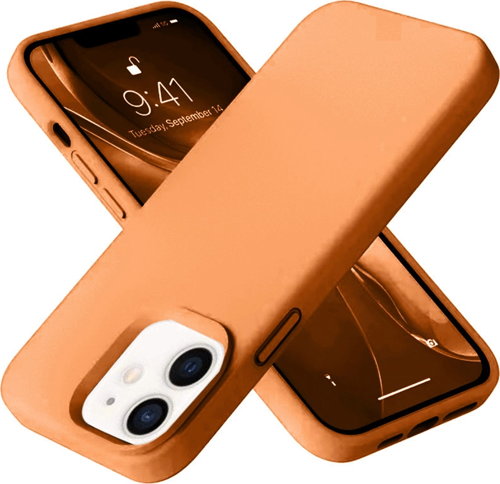 iPhone 12 Kılıf Nano İçi Kadife Silikon - Turuncu