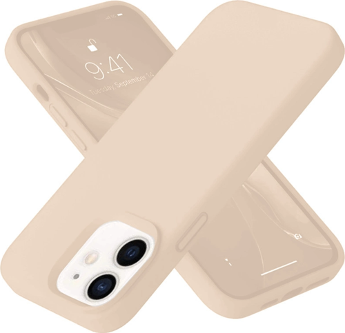 iPhone 12 Kılıf Nano İçi Kadife Silikon - Pudra