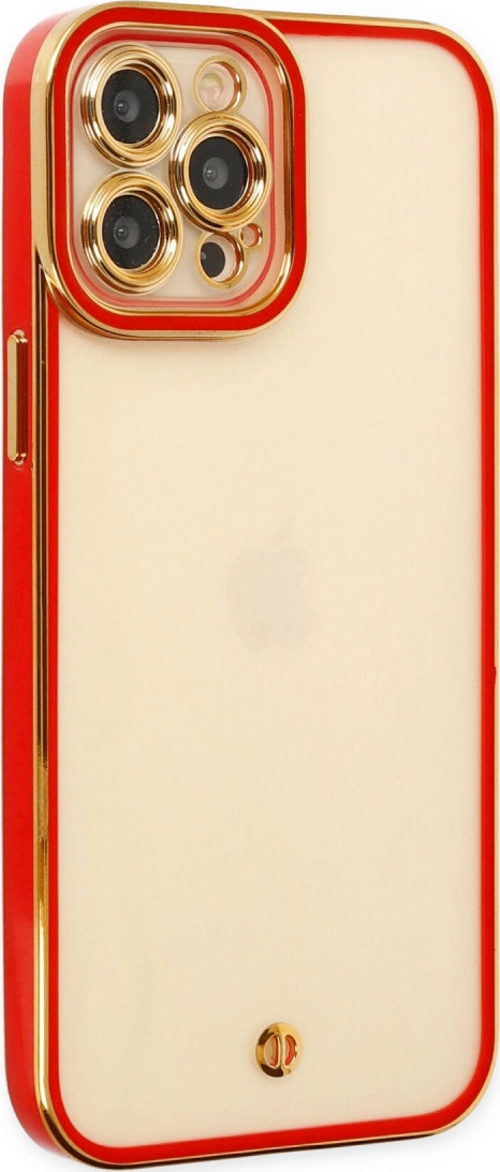 iPhone 12 Pro Max Kılıf Liva Lens Silikon - Kırmızı
