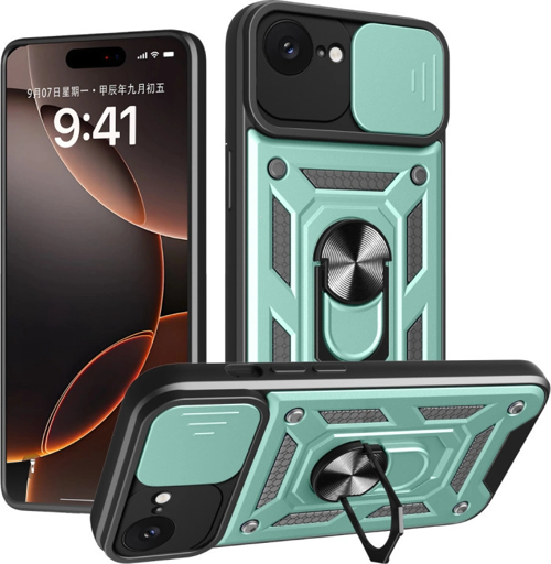 iPhone 16e Kılıf Pars Lens Yüzüklü Silikon - Yeşil