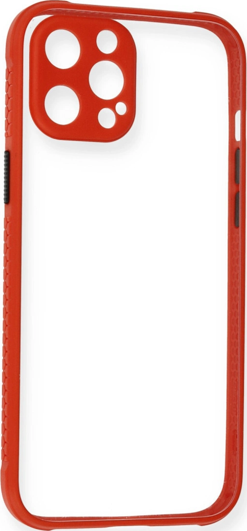 iPhone 12 Pro Kılıf Miami Şeffaf Silikon - Kırmızı