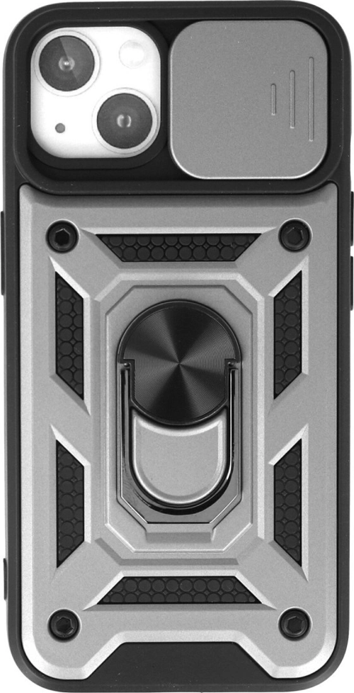 iPhone 15 Kılıf Pars Lens Yüzüklü Silikon - Gümüş