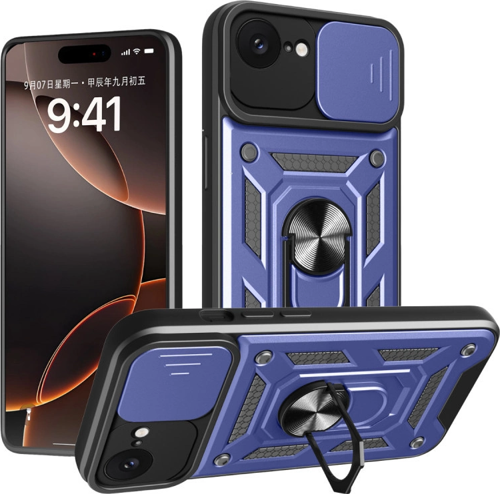 iPhone 16e Kılıf Pars Lens Yüzüklü Silikon - Lacivert