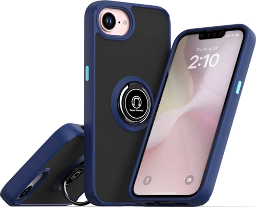 iPhone 16e Kılıf Montreal Yüzüklü Silikon Kapak - Lacivert