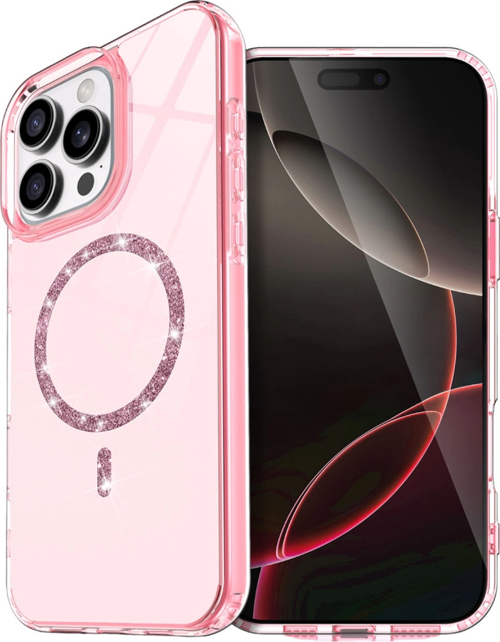 iPhone 14 Pro Max Live Diamond Magsafe Kapak - Pembe