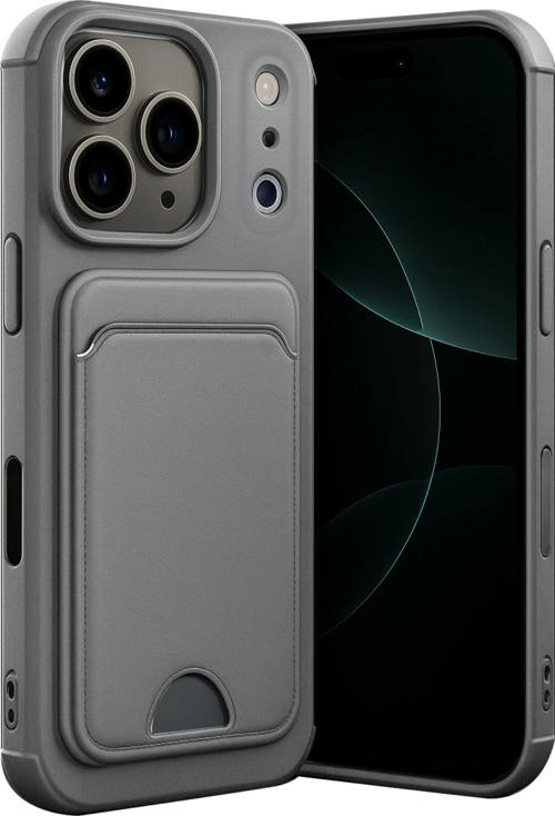 iPhone 17 Pro Max Kelvin Kartvizitli Silikon - Gri