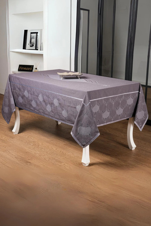 Aslı Lüx Jakar Polycotton Tpkumaş Füme Masa Örtüsü 160x220 Cm 1256