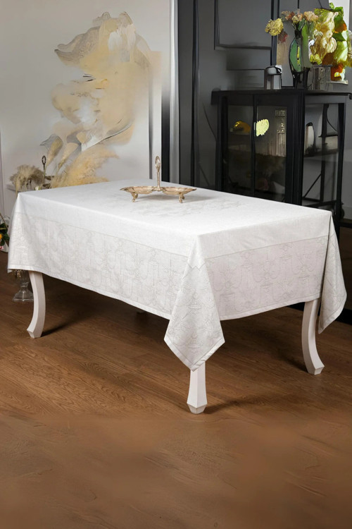 Ayda Lüx Jakar Polycotton Taş Tp Kumaş Masa Örtüsü 160x220 Cm 1247