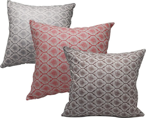 Melisa Damask Baskılı Duck Kumaş Kahve Kırmızı Gümüş Kırlent 45X45 Cm Üçlü 813