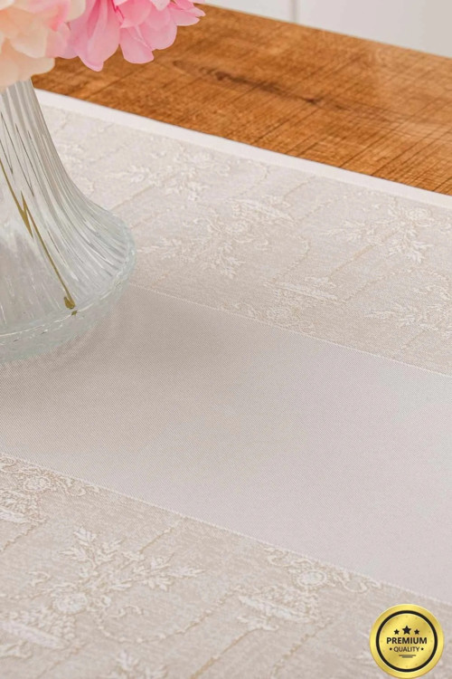 Ayda Jakar Polyester Kumaş Bej Runner 45x150 Cm 1416