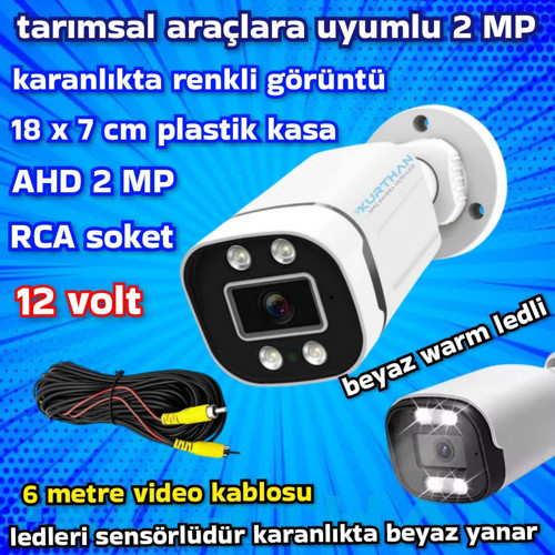 2 MP AHD WARM LED GÜVENLİK KAMERASI GECE RENKLİ GÖRÜNTÜ 12 VOLT