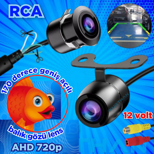 170'' GENİŞ AÇI BALIK GÖZÜ AHD 720P KELEBEK KAMERA ÖN YAN VEYA ARKA KULLANIMA UYGUN 12 V 18,5 mm