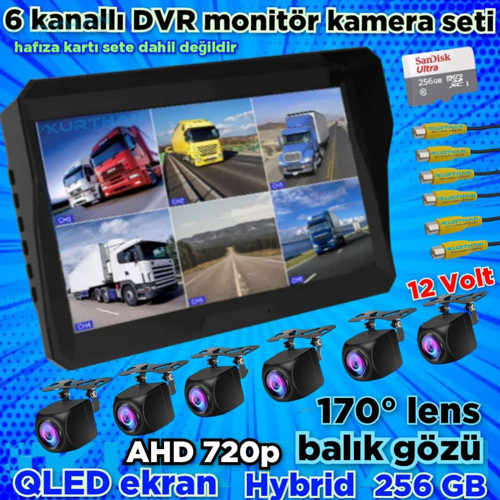 4X3 CM. KÜP AHD 720P 170 DERECE BALIK GÖZÜ LENS KAMERA QLED EKRAN 10'' DVR MONİTÖR 12 V 256 GB