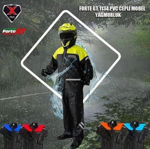 1134 Motosiklet PVC Yağmurluk Cepli Alt Üst Takım XL Beden Sarı