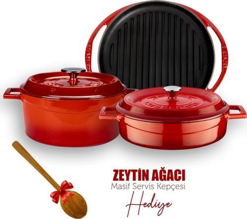 Döküm 3X GR Izgara Tava & Trendy Serisi Tencere Seti Sınırlı Sayıda Özel Seri