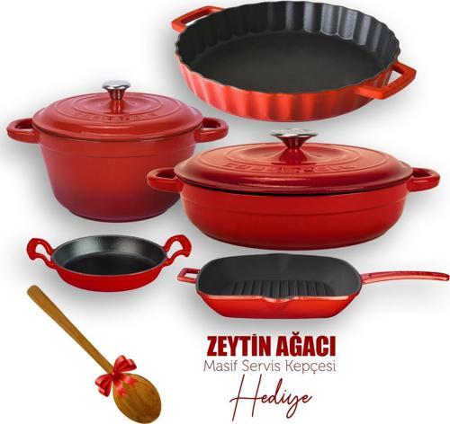 Döküm 5X New Heritage Serisi Döküm Demir Tencere & Tava Seti