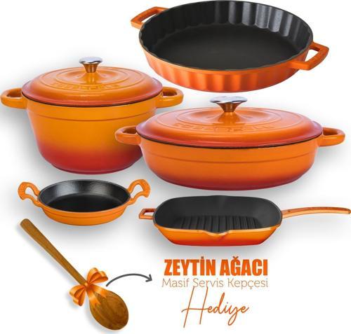 Döküm 5X New Heritage Serisi Döküm Demir Tencere & Tava Seti