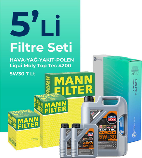 MANN Mercedes Vito 111 CDI 1.6 Dizel Filtre Bakım Seti Liqui Moly Motor Yağlı (2014-2021) 5 Li