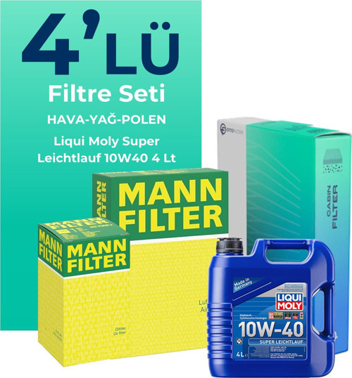 MANN Fiat Siena 1.4 Benzinli Filtre Bakım Seti Liqui Moly Motor Yağlı (1998-2012) 4 Lü