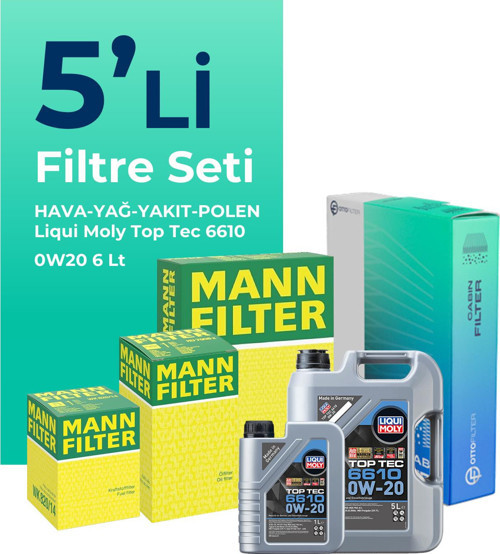 MANN Mercedes GLC220 Dizel Filtre Bakım Seti Liqui Moly Motor Yağlı (2023-2025) 5 Li