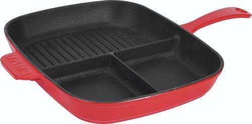 Döküm Dikdörtgen 3 Bölmeli Izgara Tava Döküm Demir Yekpare Saplı Ölçü: 26x30 cm.