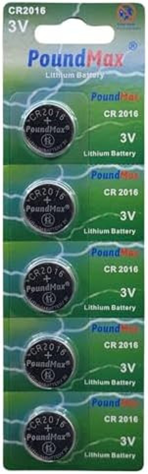 PoundMax Lityum CR2016 düğme hücreli pil, 3 V | 1 x Blister 5 Adet