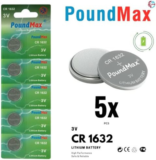 PoundMax 5 adet CR1632(DL1632) 3V Düğme Pil (Akıllı ev aletleri,araba anahtarları,terazi,uzaktan kumanda,bilgisayar anakartları için