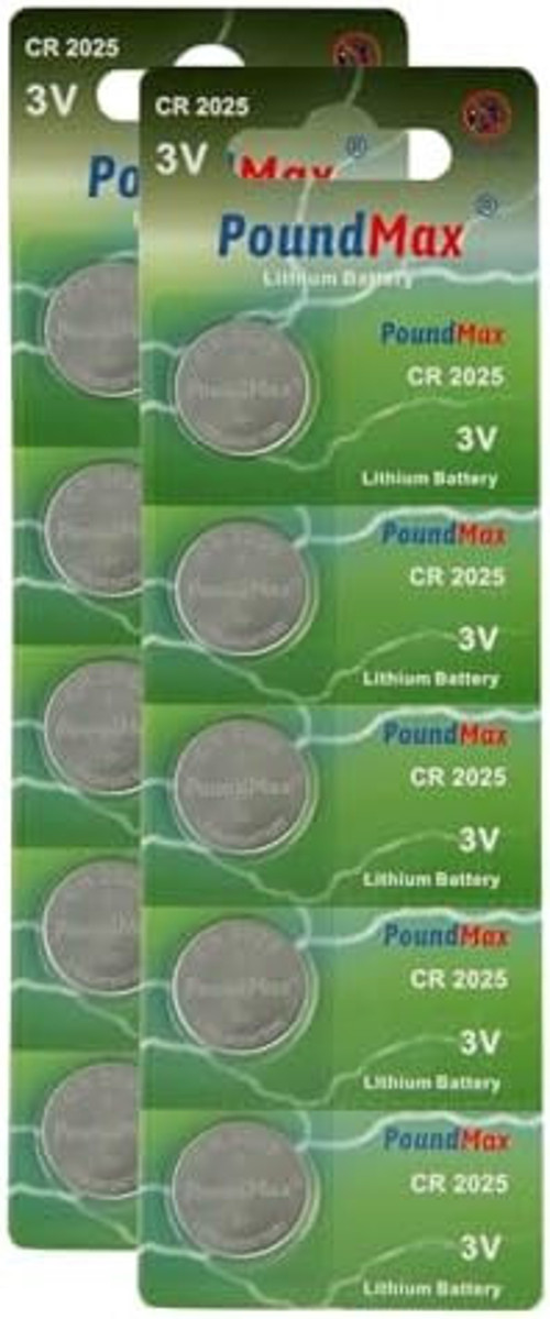 10 x PoundMax CR2025,MP058 Düğme Pil