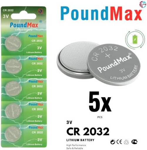 PoundMax 5 adet CR2032,DL2032 3V Lityum Düğme Pil,AirTag,Araba Anahtarlık,uzak kumandalı araba,terazi ve tıbbi cihazlar ile uyumlu