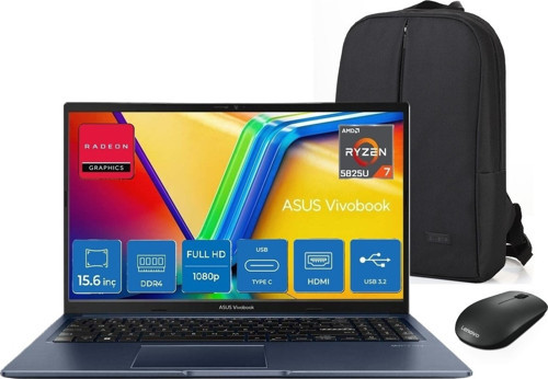 Vivobook 15 M1502YA Amd Ryzen 7 5825U 32GB 512GB SSD Windows 11 Home 15.6" Taşınabilir Bilgisayar+Mouse+Snertech Çanta