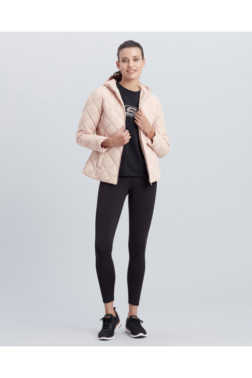 W Capitone Hooded Jacket Kadın Bej Mont S212001-230