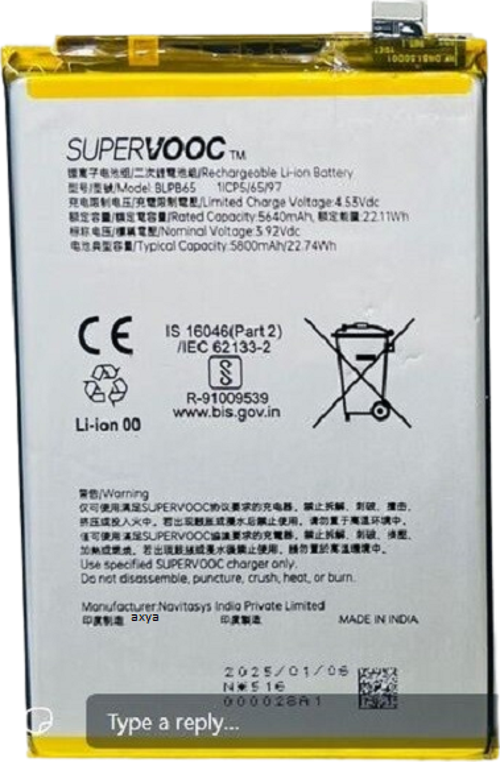 Oppo A5 Pro 5g Pil Batarya BLPB65 5800 mAh