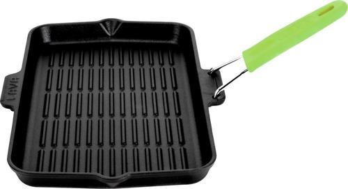 Döküm Dikdörtgen Sığ Izgara Tavası Silikon Tel Saplı Ölçü 21x36cm.